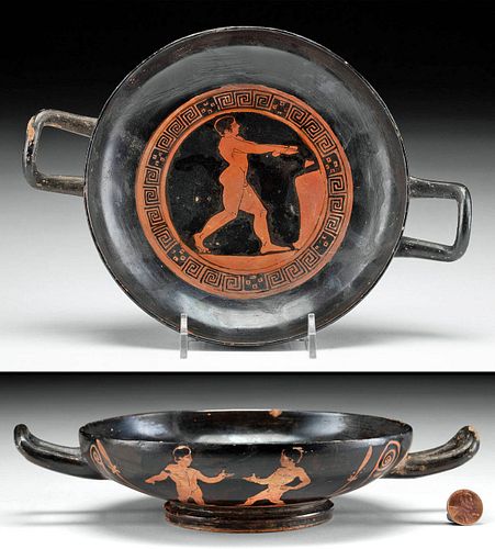 GREEK ATTIC RED-FIGURE KYLIX W/ NUDE