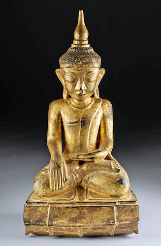 19TH C BURMESE GILT WOOD SEATED 3708e3