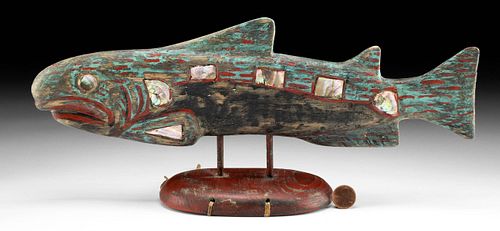 20TH C TLINGIT WOOD SALMON HEADDRESS 370903