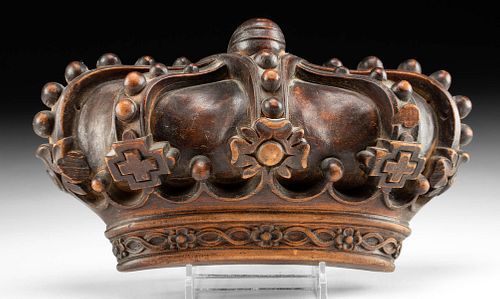 19TH C. ITALIAN WOOD CROWN RELIEF CARVINGEurope,