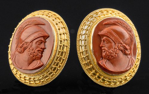 19TH C NEOCLASSICAL GOLD CUFFLINKS 37090e