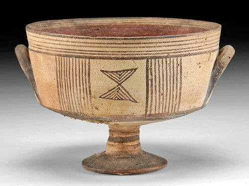 GREEK CYPRIOT BICHROME KYLIX W/ GEOMETRIC