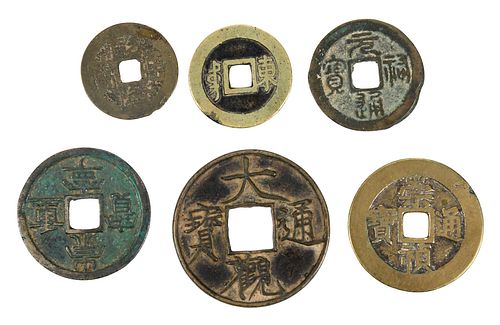 SIX ASSORTED CHINESE BRONZE CASH 370953