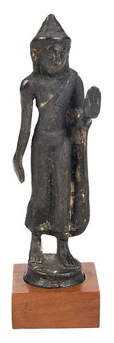 THAI BRONZE WALKING BUDDHA ON STANDwith 370964