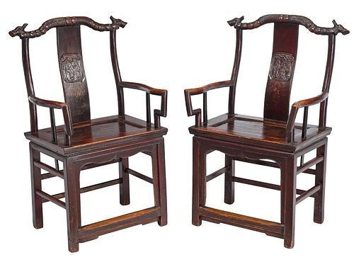 PAIR OF CHINESE HARDWOOD OFFICIAL S 37098a