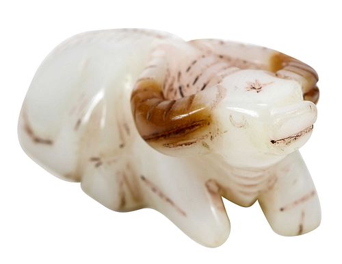 CHINESE CARVED JADE WATER BUFFALOwhite 3709ac