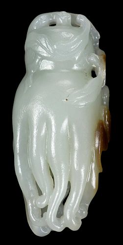 CHINESE CARVED JADE BUDDHAS HAND WITH