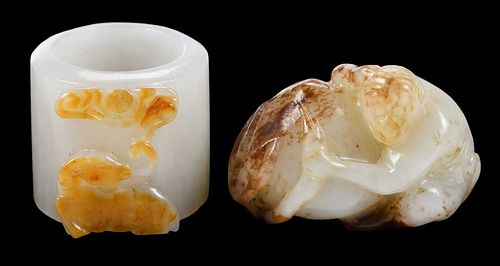 TWO CHINESE CARVED JADE OBJECTSwhite