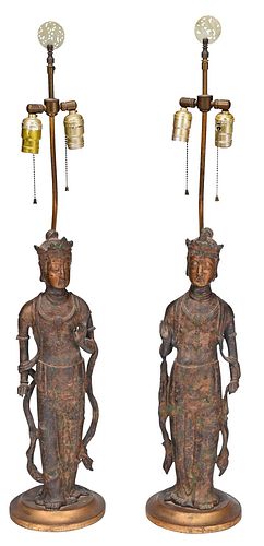 PAIR OF STANDING BRONZE BUDDHAS 370a19