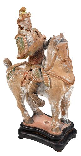 CHINESE POTTERY HORSE AND RIDERTang 370a2b