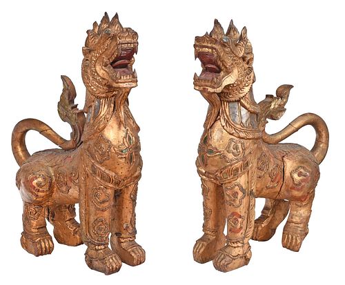 PAIR OF THAI CARVED GILTWOOD AND 370a41