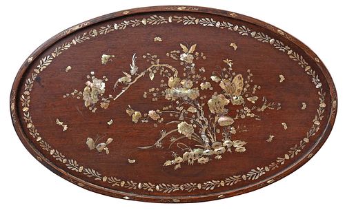 KOREAN MOTHER OF PEARL INLAID TRAY19th 370a58