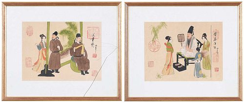 TWO FRAMED CHINESE WATERCOLORSQing