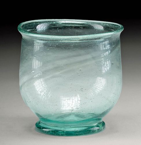 ROMAN GLASS FOOTED CUP GREEN 370a96