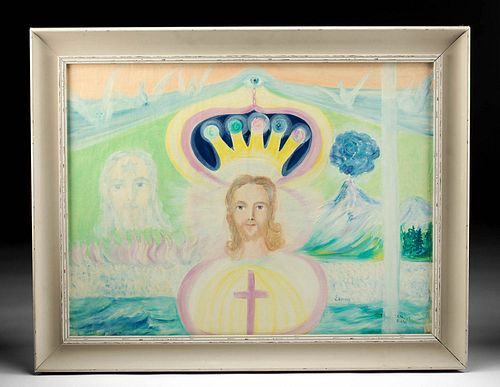 20TH C PAINTING - JESUS & ALL SEEING