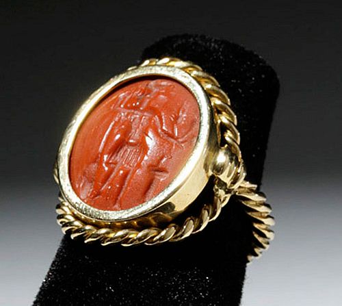 18K GOLD RING W ANCIENT ROMAN 370b0d