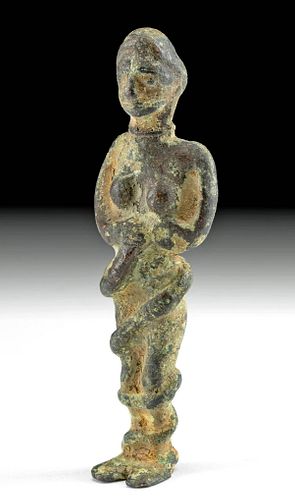 PHOENICIAN BRONZE SEMI NUDE FEMALE FIGURE