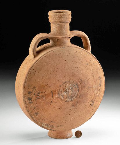 EGYPTIAN COPTIC REDWARE FLASK W  370b7b