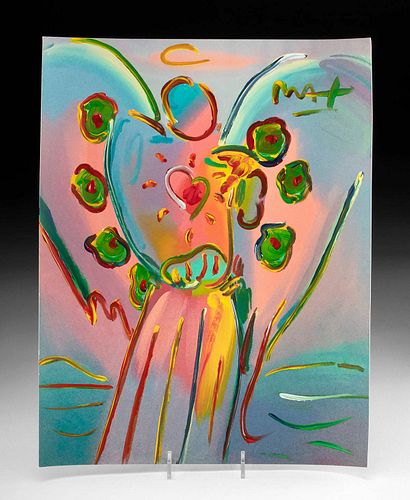 PETER MAX MIXED MEDIA PAINTING ANGEL