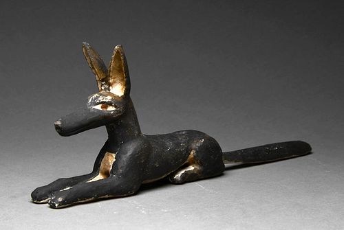 EGYPTIAN WOODEN CROUCHING ANUBIS