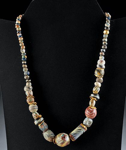 NECKLACE W/ ROMAN GLASS BEADS,