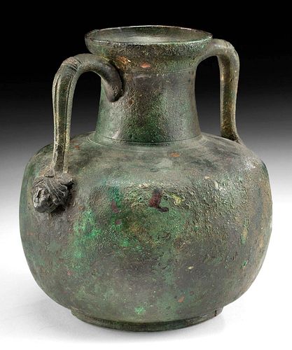 GALLO-ROMAN BRONZE AMPHORA W/ MASKETTES**First