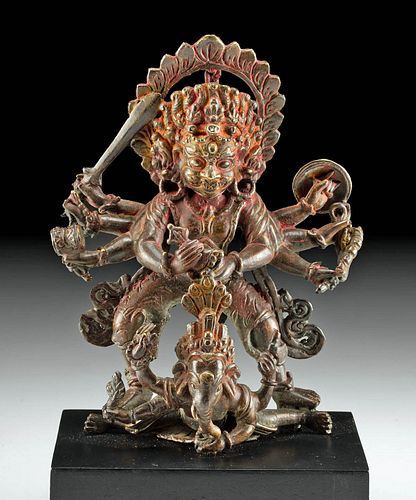 19TH C NEPALESE BRASS MAHAKALA 370baf