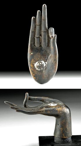 19TH C THAI BRASS BUDDHA HAND 370bc3