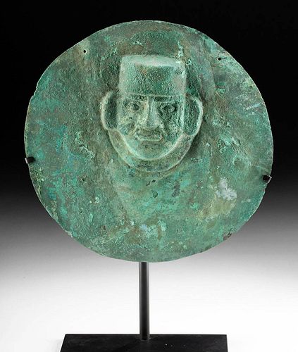 LARGE MOCHE COPPER DISC PECTORAL 370bdb