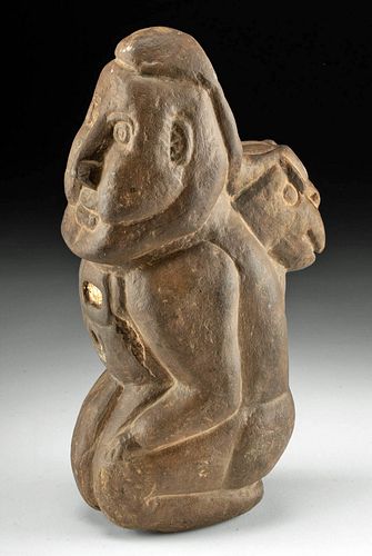 TIAHUANACO STONE FIGURE W GOLD 370be5