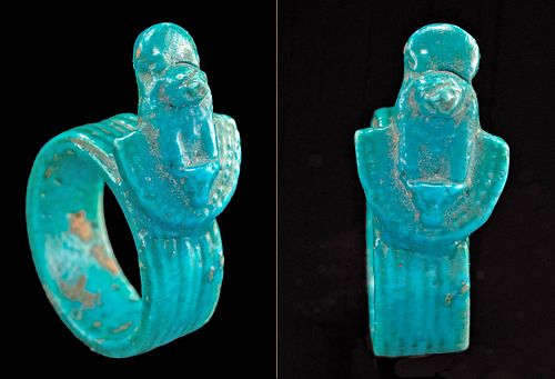 EGYPTIAN GLAZED FAIENCE RING  370c10