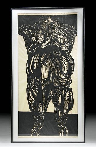 SIGNED 1960S LEONARD BASKIN WOODCUT 370cc2