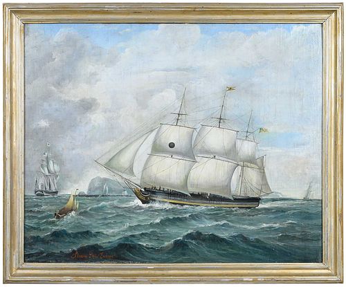 NINETEENTH CENTURY STEAM SHIP PAINTING American 370cfc