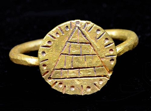 RARE EGYPTIAN PTOLEMAIC GOLD RING 370d8b