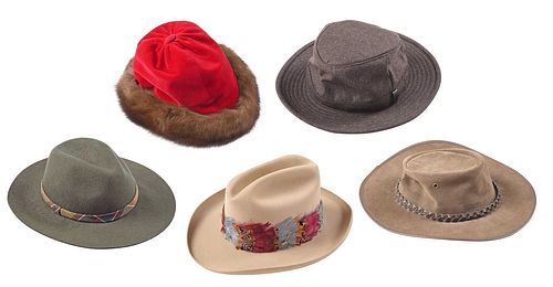 FIVE ASSORTED FASHION HATS20th century,