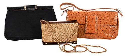 THREE LADIES EXOTIC LEATHER CLUTCH