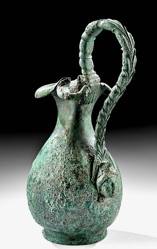 SUPERB ROMAN BRONZE TREFOIL OINOCHOE