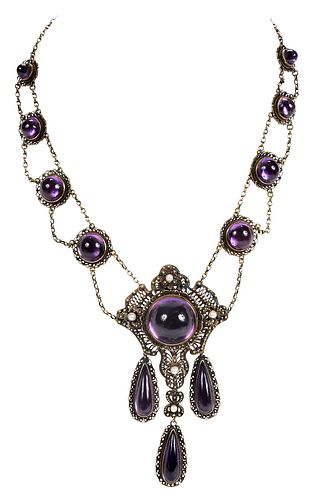 14KT AMETHYST AND PEARL NECKLACEone 370dbe