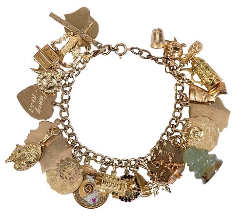 14KT CHARM BRACELET WITH 29 CHARMStwo 370dc7