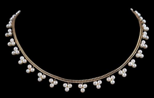 14KT TRI CLUSTER PEARL NECKLACE92 370dd6