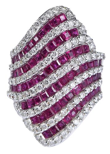 14KT RUBY AND DIAMOND PAVE RING57 370de6