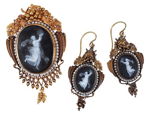 ETRUSCAN REVIVAL CAMEO EARRINGS 370de9