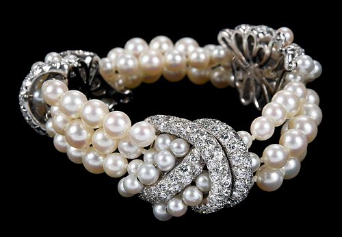 PLATINUM CULTURED PEARL AND PAVE 370e0b