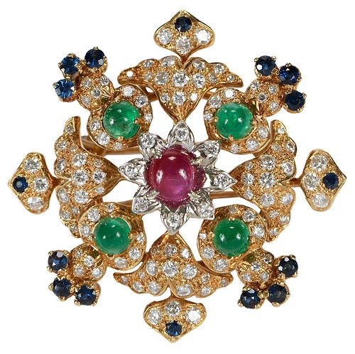 18KT. RUBY, EMERALD, BLUE SAPPHIRE