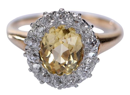 14KT YELLOW SAPPHIRE AND HALO 370e2d