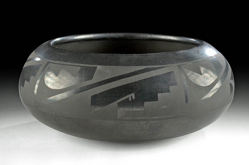 20TH C. PUEBLO BLACKWARE BOWL, MARIA