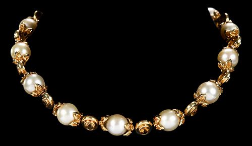 18KT. CULTURED PEARL AND CITRINE