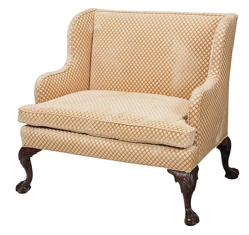 GEORGE II SHELL CARVED WALNUT UPHOLSTERED