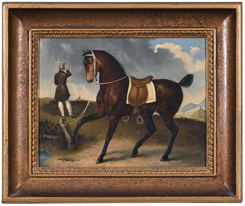 GERMAN SCHOOL EQUESTRIAN PAINTING  370ea3