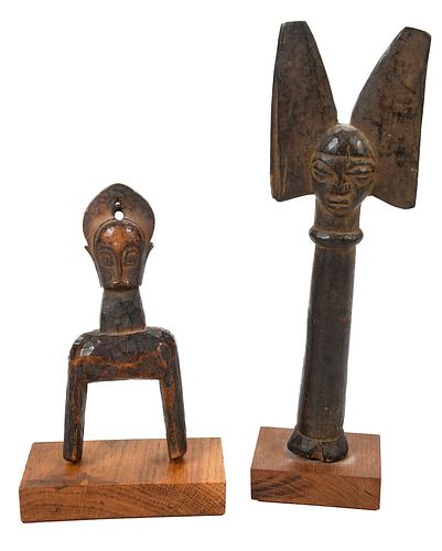 TWO WEST AFRICAN WOOD CARVED OBJECTSYoruba 370f3b